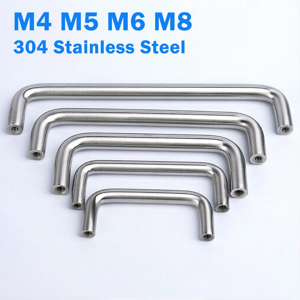 

304 Stainless Steel Solid Handle M4-M8 Industrial Thread U-shaped Box Handle Wardrobe Door Cabinet U-shaped Cabinet Door Handles 6x50x30xM4-2Pcs