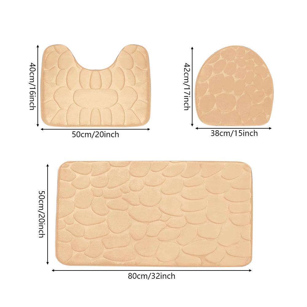 

1 шт. губчатый коврик для ванной с рисунком гальки, противоскользящий, для многосценового использования, можно стирать, домашнее украшение 3-piece set светло-желтого