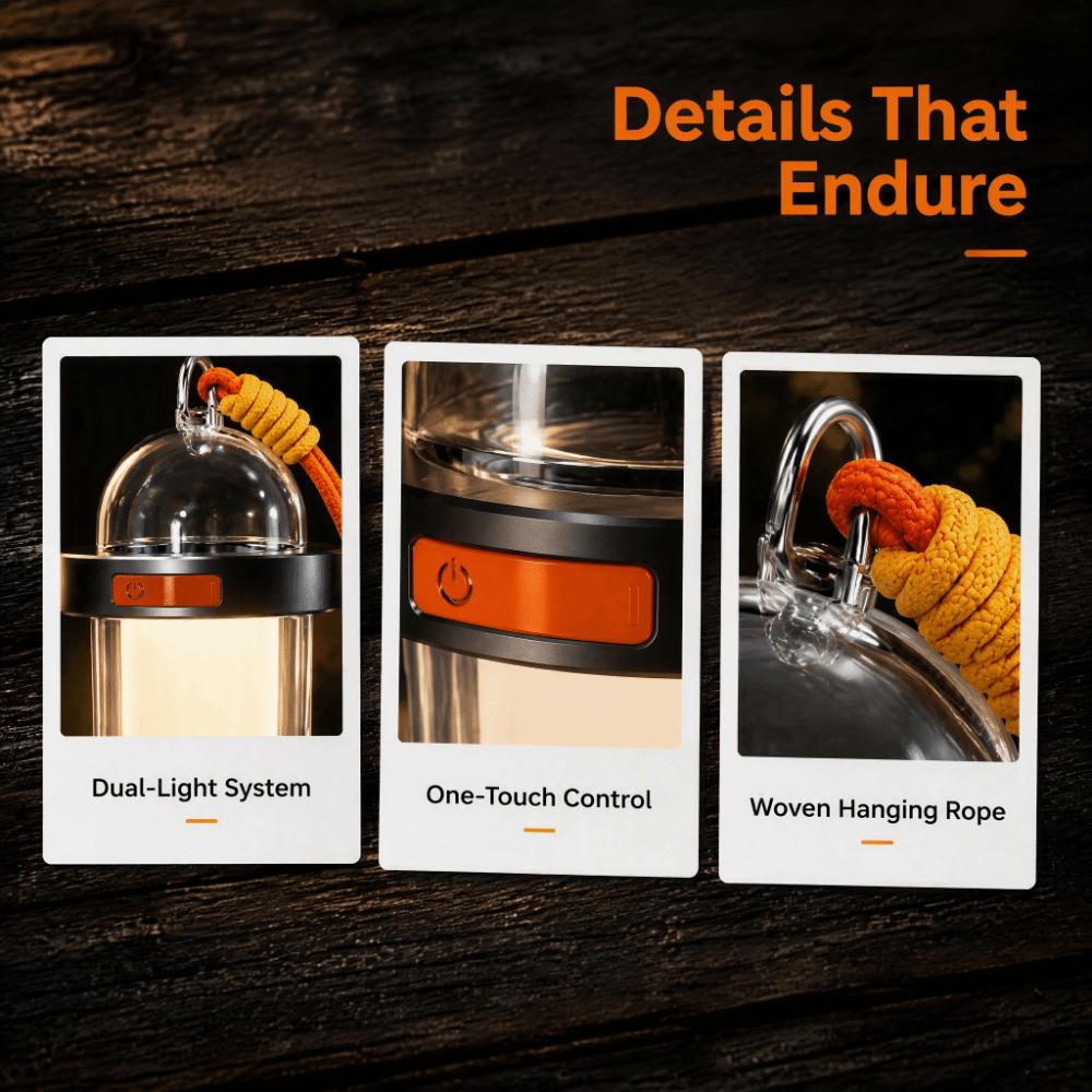 Waterproof Solar Camping Lantern Rechargeable LED Portable Camping Light Hiking