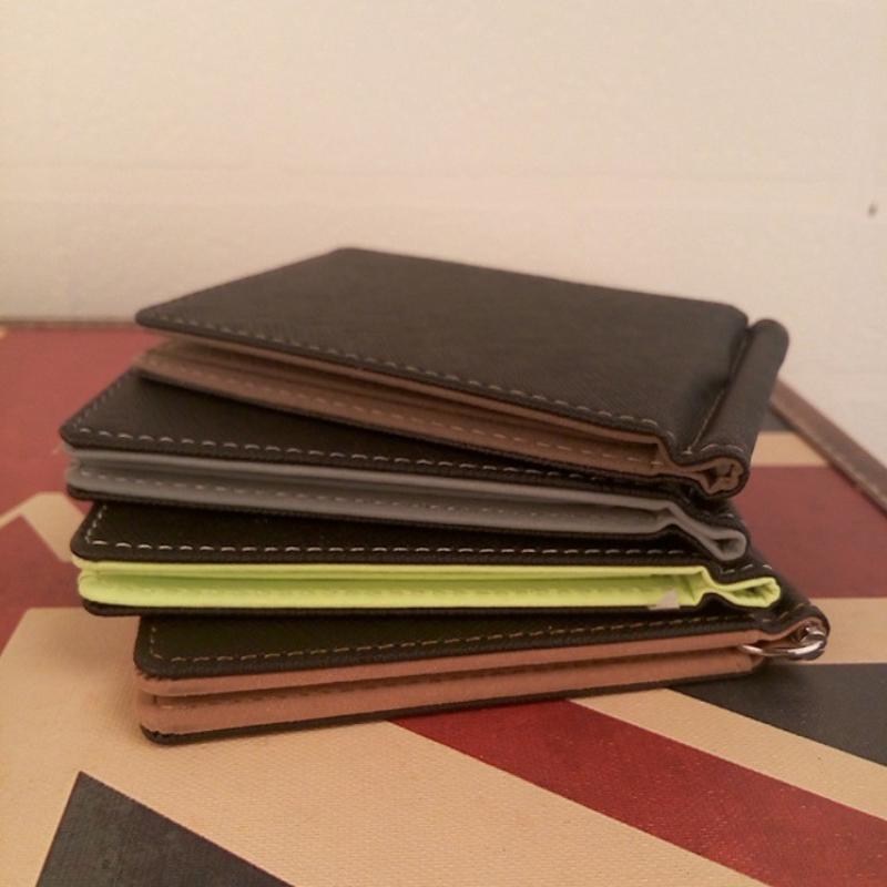 Slim Black Coffee Brown Cross Grain Leather Money Clip Wallet With Multiple Card Slots Perfect For Daily Carry Business Travel
