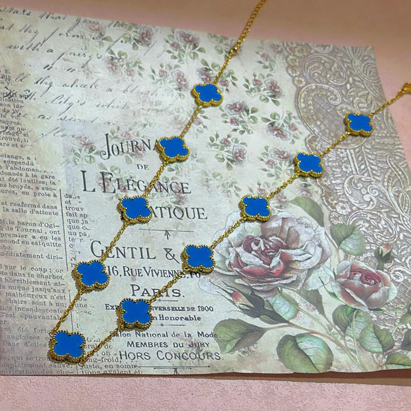 15MM High Version Ten Flower Four-leaf Clover Necklace 18k Double-sided Mother-of-pearl Four-leaf Clover Sweater Chain