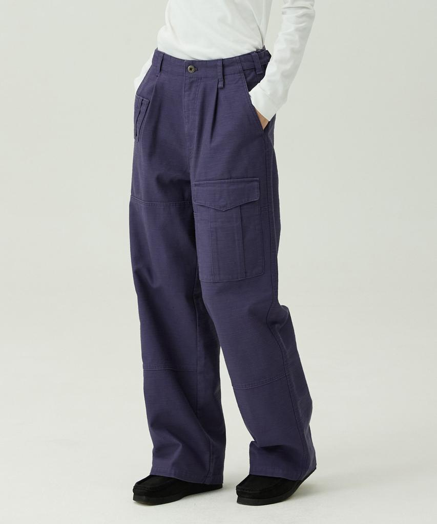 MAGOODGAN Chino 4308 Satin Cotton Cargo Wide Fit Navy Military Pants