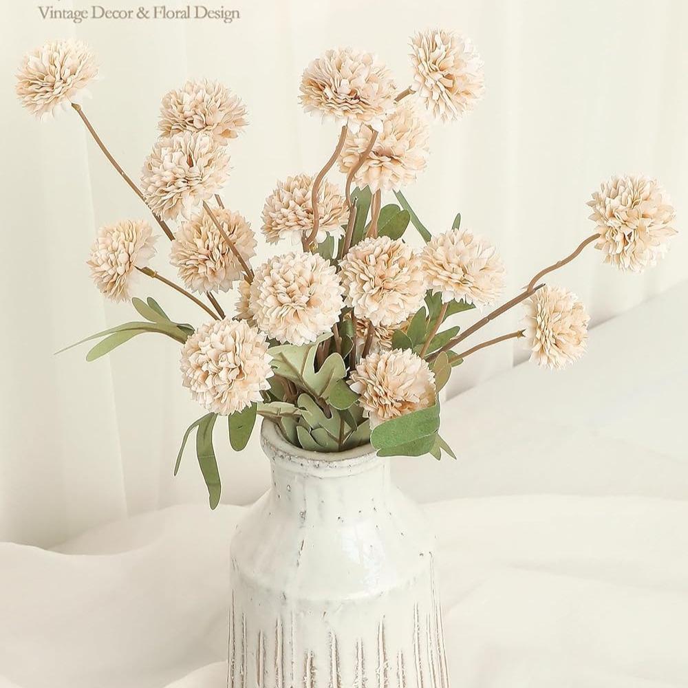 5pcs Faux Silk Mums Artificial Flowers Bulk Fake Small Mini Chrysanthemums with Stems Centerpieces Floral Arrangements Vase Fillers Home Decorations