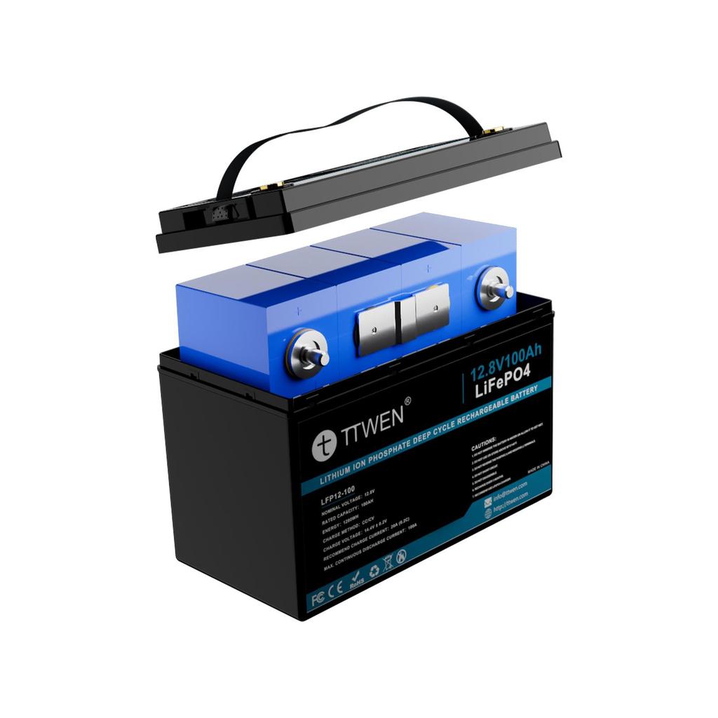 TTWEN 12.8V 100Ah LiFePO4 Battery Without Bluetooth