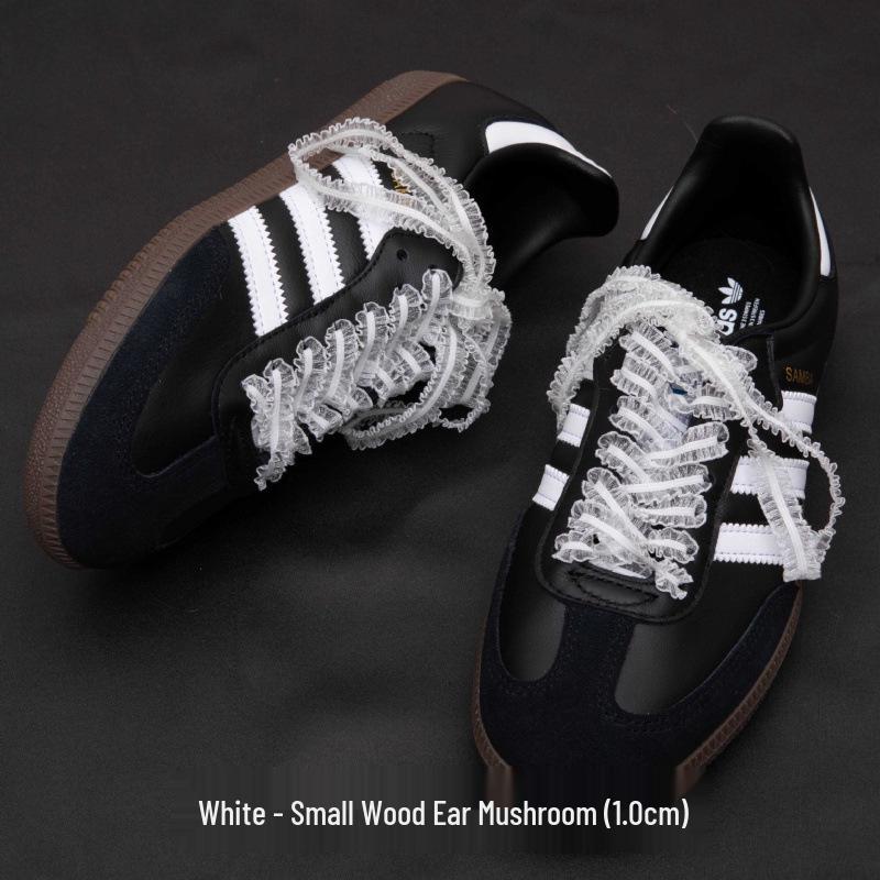 Ballet Pearl Bow Lace Frill Shoelaces for German T-Toe Shoes (Pair)