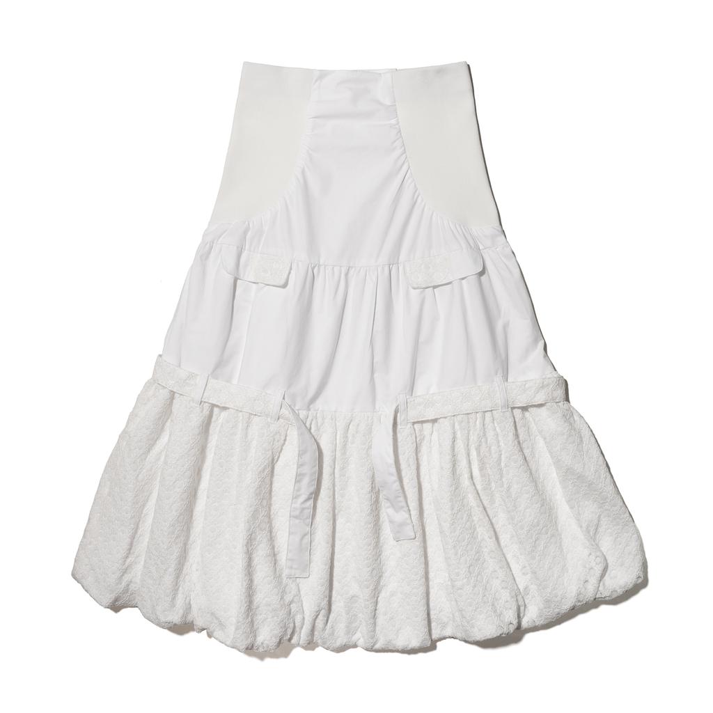 Telelu Balloon-Silhouette Maxi Skirt White