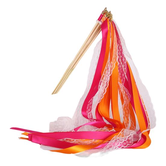 10Pcs Great High Durability Attractive Ribbon Wands Princess Sticks Dress-up Costume Party Decor Photo Prop