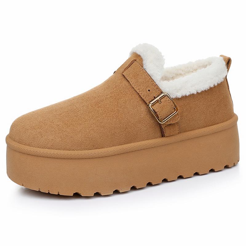 Women's fashionable and versatile warm padded lining snow boots comfortable soft elastic thick sole cushioning waterproof non-slip cotton shoes.