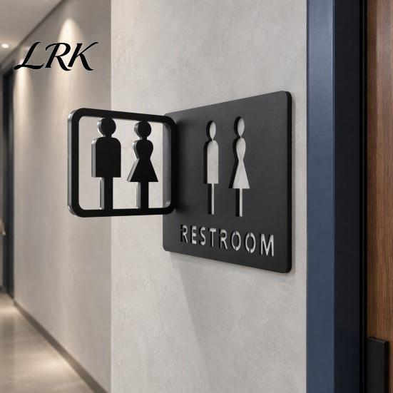 Acrylic Toilet Sign Restroom Sign, Male And Female Bathroom Wall Signs for Business Mounted Double Sided Corridor Commercial Use