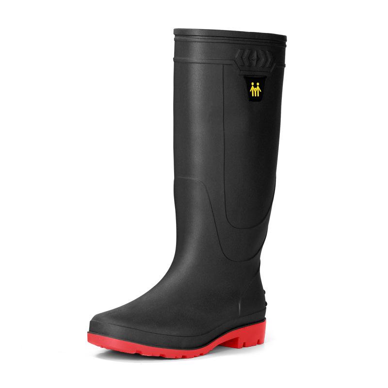 Men's Waterproof High-Top Non-Slip Rain Boots with Velvet Lining, Wear-Resistant for Fishing and Labor Protection.