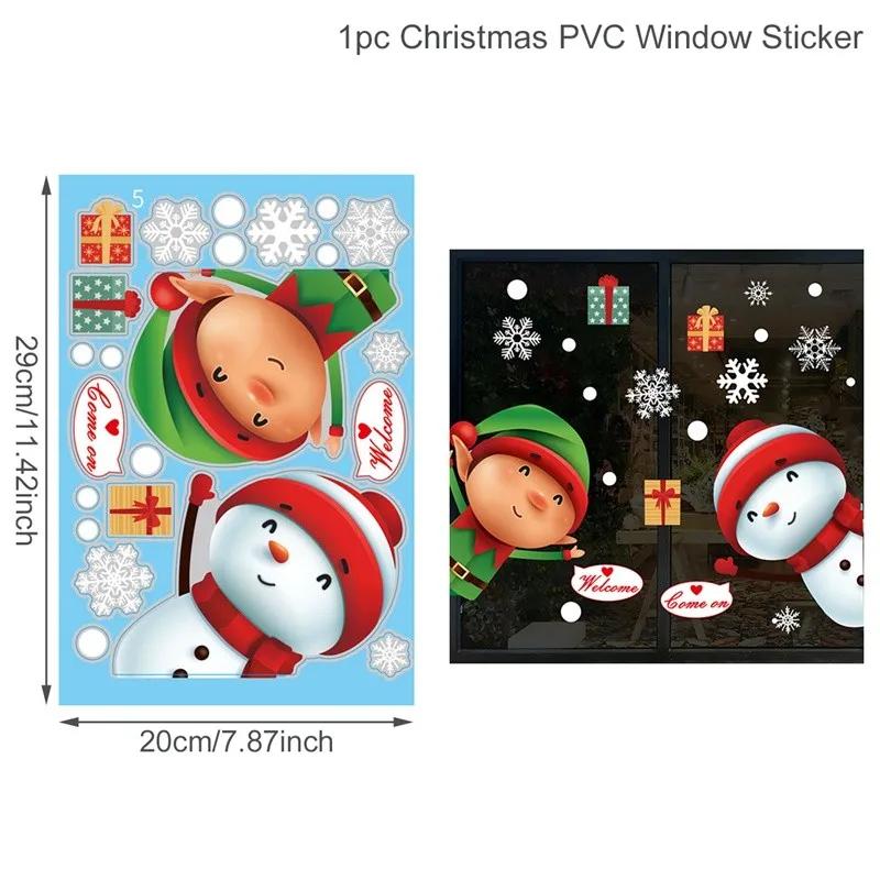 Christmas Wall Window Stickers Marry Christmas Decoration For Home 2025 Christmas Ornaments Xmas Navidad Gift New Year 2025