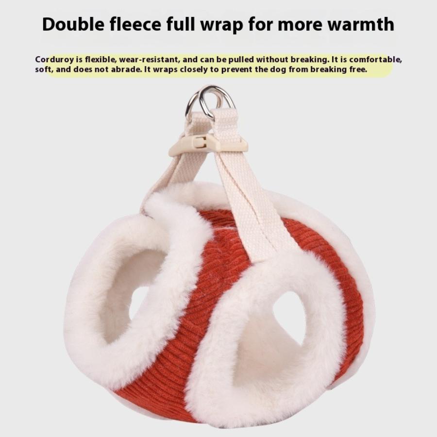 Autumn and Winter New Plush Dog Walking Leash Pet Chest Harness Vest Style Adjustable Small and Medium-sized Anti Slip Pet