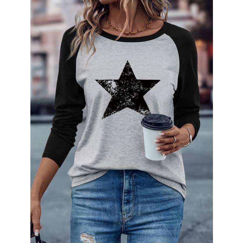 Geometric star print long-sleeved T-shirt S