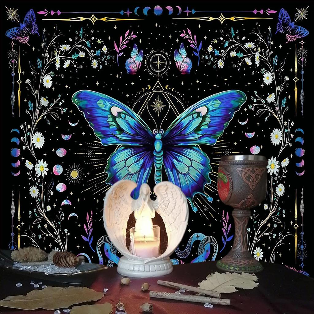 Tarot Tischdecke Schmetterling Blume Astrologie Altartuch Wahrsagekarten Tischdecke Wandteppich Hexerei Zubehör