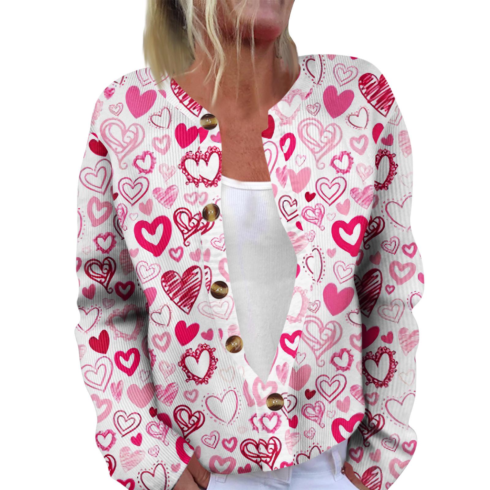 

Модный женский кардиган с длинными рукавами и принтом ко Дню святого Валентина XXXL розовый