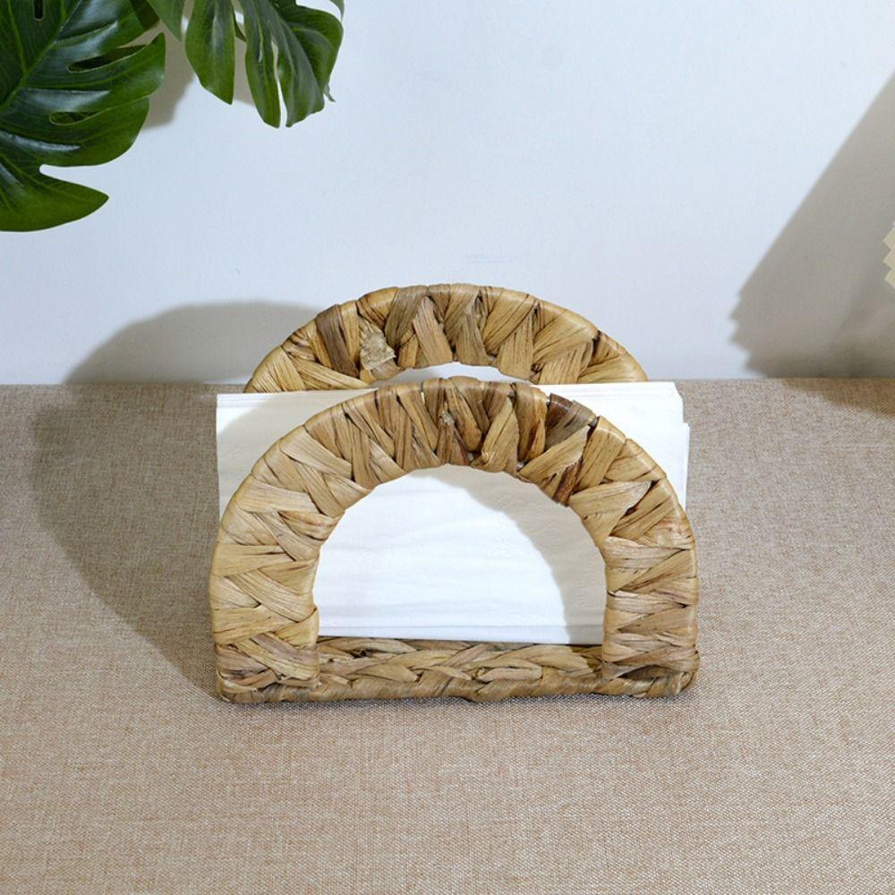 Handmade Woven Napkin Holder Non-slip Bottom Vertical Paper Storage Rack Restaurant