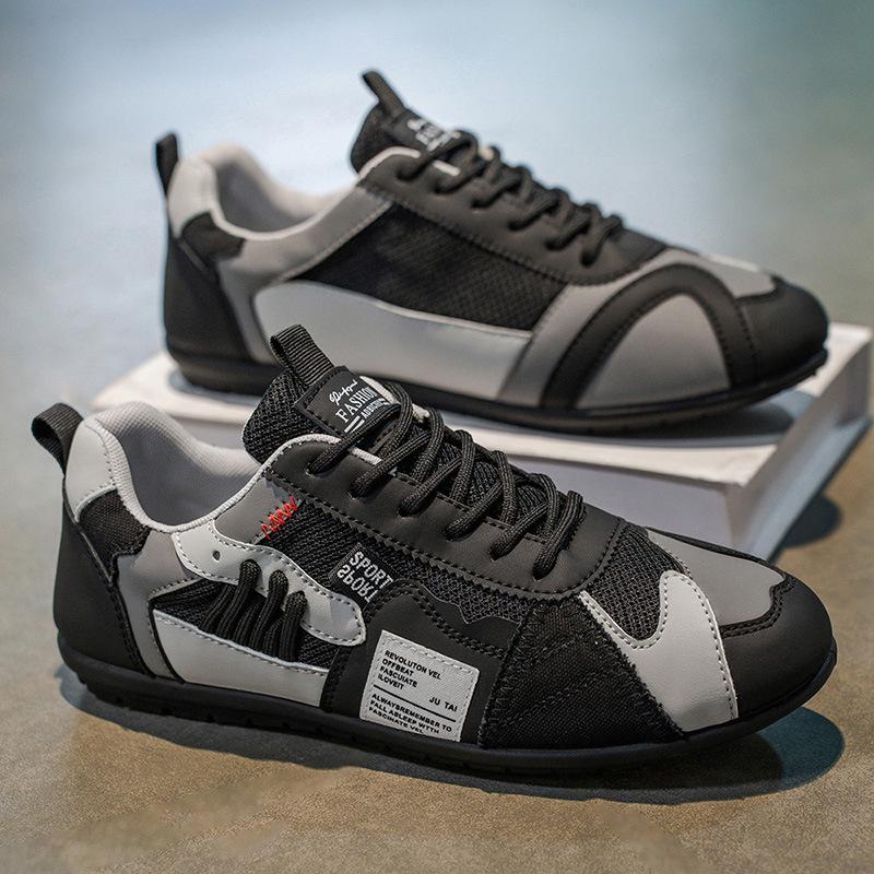 Men's Breathable Casual Sports Shoes - Comfortable Lace Up Shoes, Durable Fabric Upper and Stylish Contrasting Colors, Outdoor Activities