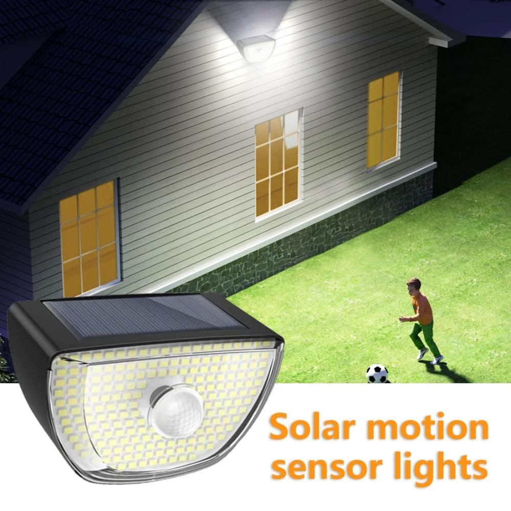 Waterproof 200 LED Solar Lights with Motion Sensor Outdoor Solar Security Lighting Wide Angle Solar Wall Light for Yard Garage Porch Garden