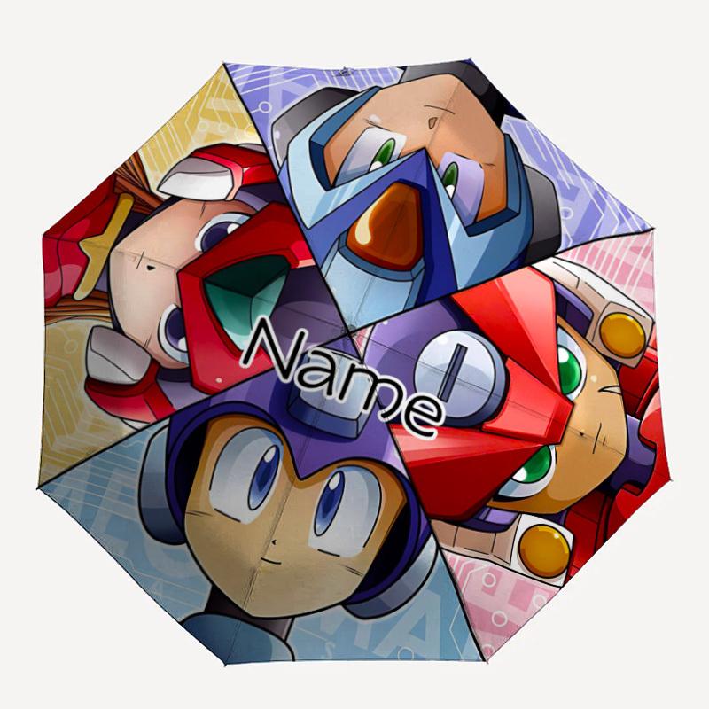 

1PC Mega Man - Custom Name Automatic Folding Umbrella - Compact 8-Rib Design, Durable Plastic & Iron, Daily Use S0106047