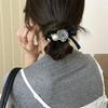 French Elegant Rose & Pearl Hair Scrunchie - Stylish Versatile Bow Hair Tie, Elastic Hair Band for Ponytails