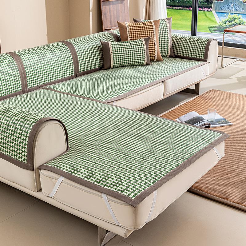 

New Cool Rattan Mat Straight Row Sofa Cushion Summer Mat Seat Cushion Non-Slip Summer Cover Premium Feeling Cover 70*70cm