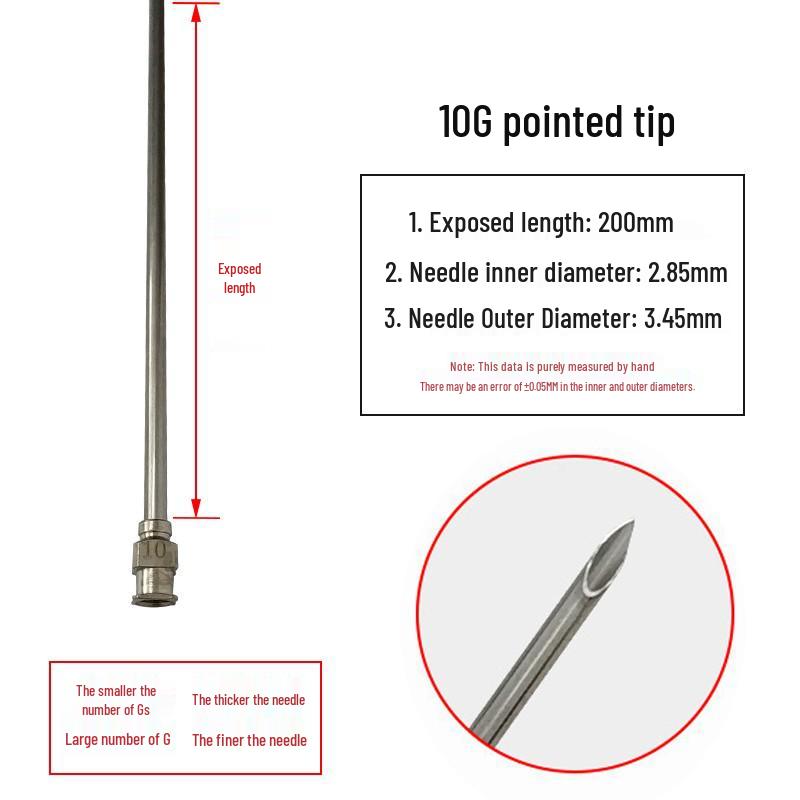 200mm Precision Stainless Steel Dispensing Needle with Pointed and Flat Tips