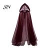 Little Red Riding Hood Cape Hooded Mesh Cloak for Adults, 2 Layer Sheer Tulle Cape, Halloween Gothic Witch Queen Cosplay Costume Renaissance