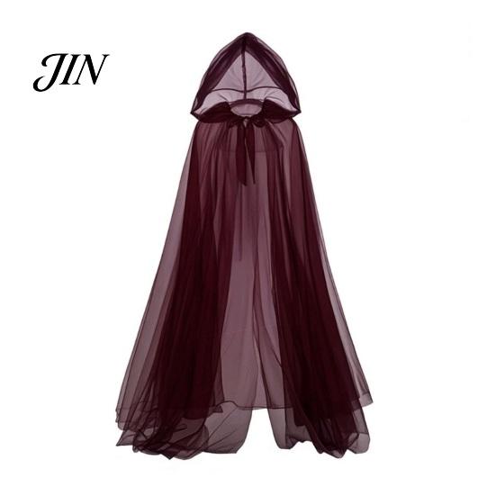 Little Red Riding Hood Cape Hooded Mesh Cloak for Adults, 2 Layer Sheer Tulle Cape, Halloween Gothic Witch Queen Cosplay Costume Renaissance