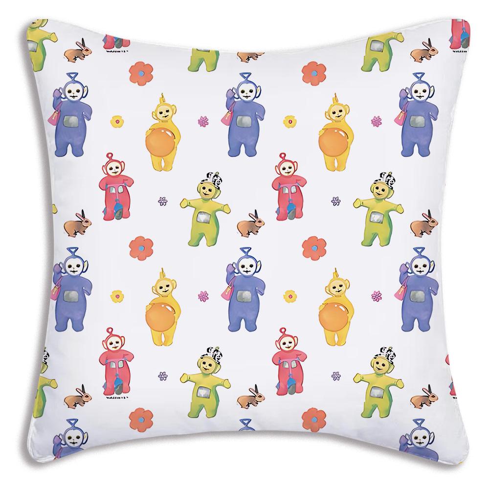 Cute Cartoon For Teletubbiess Pillow Covers Cartoon Sofa Decorative Home Double-sided Printing Short Plush Cute Cushion Cover