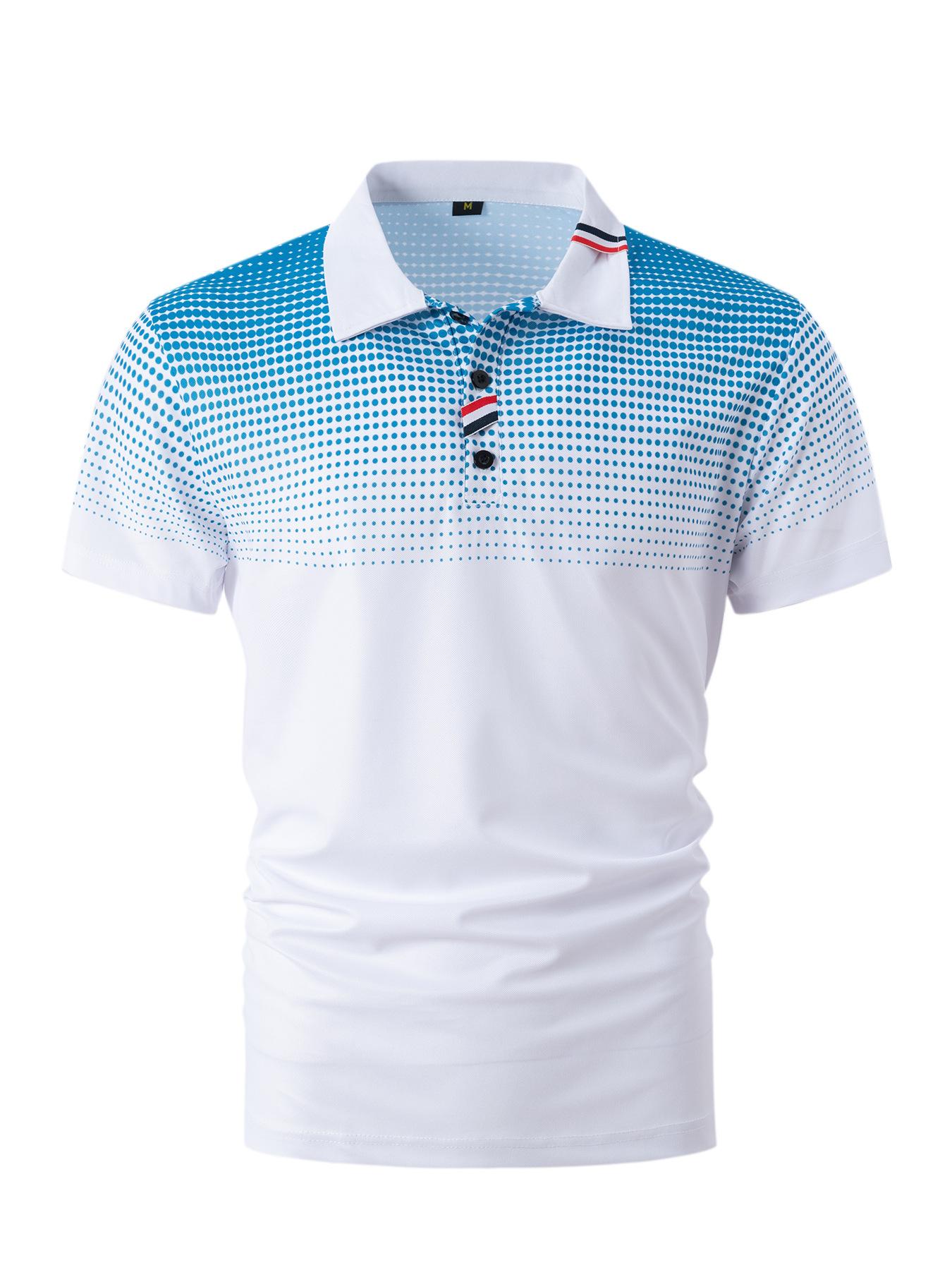 Forgirls Kort Mouw Knoop Verloopkleur Heren Sport Casual Zakelijk Poloshirt Top Herenkleding Cadeau voor Zomer Herfst L wit