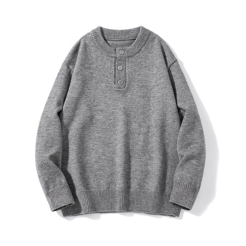 Men's High-Grade Henley Knitwear Hoodie Sweater - Autumn/Winter 2025 Collection