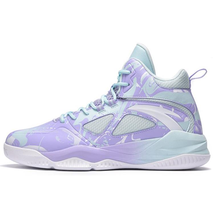 New Anta Link Cloud Cushioning Anti Slip And Wear Resistant High Top Performance Basketball Shoes Purple Blue White 112141649S-1