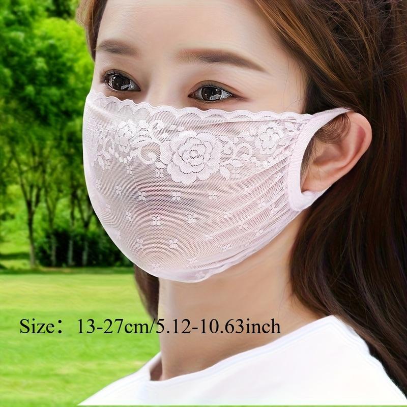 Women'S Summer Sun Protection Mask - Ultra-Thin Lace Design, Breathable & Dustproof, Boho Style Elastic Face Scarf for Outdoor Use