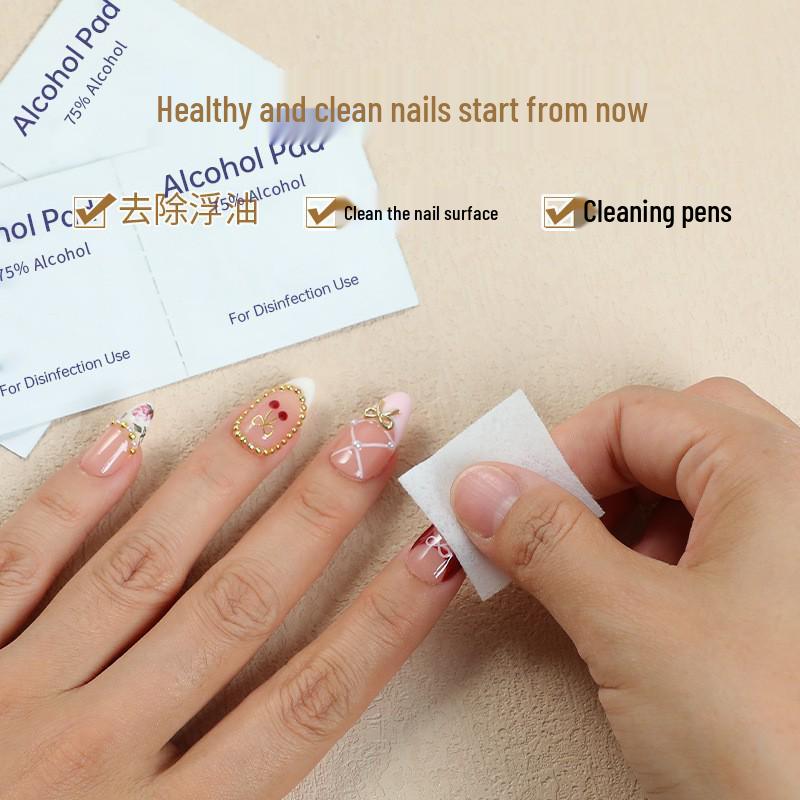 Nail Art 75% Alcohol Pads: Portable Oil-Removing and Disinfecting Wipes for Nail Cleaning
