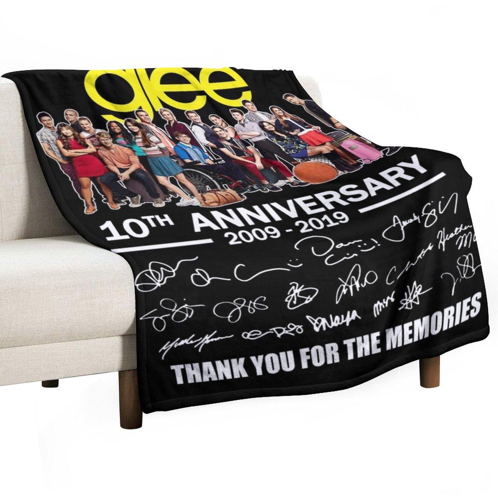

#Glee 10Th Anniversary All Cast Signed Thank You Throw Blanket Luxury St Picnic Hairys Cute Plaid Blankets 30x40in