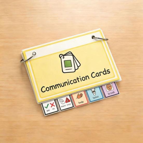 Basic Needs Communication Cards Set Visual Aid Flash Cards for Non-Verbal Speech Delay Portable Picture Exchange System for Special Education