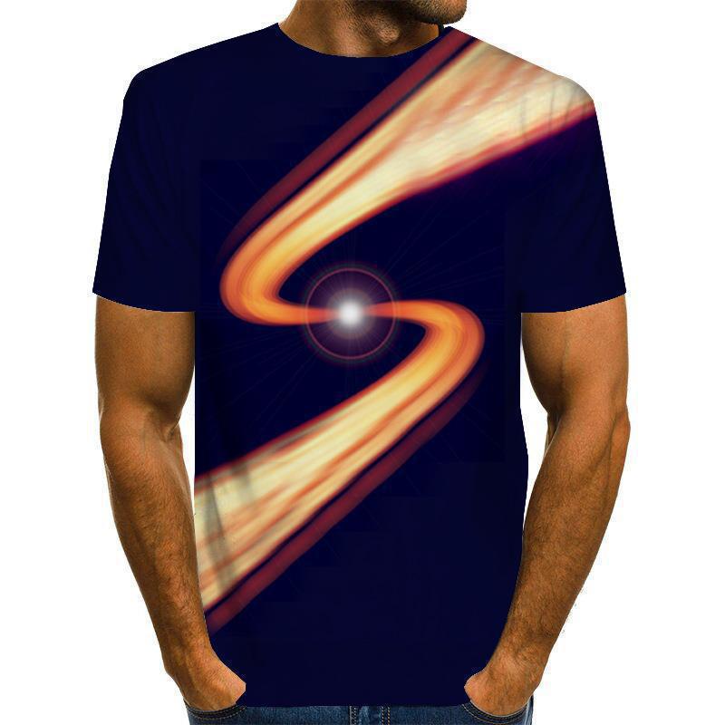 Summer Round Neck 3D Creative Vision Print Top Fashionable Casual Short Sleeved Men's T-shirts