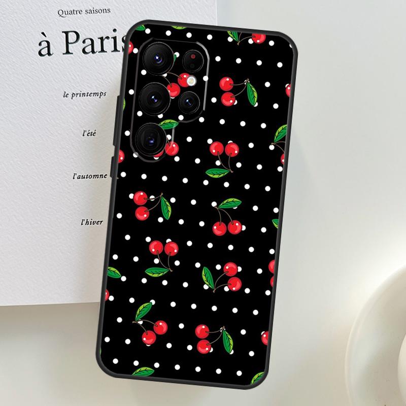 Food Fruit Red Cherry Case For Samsung Galaxy S26 Ultra S25 S23 S22 S21 S24 Ultra S10 S20 Plus S25 FE Phone Cover
