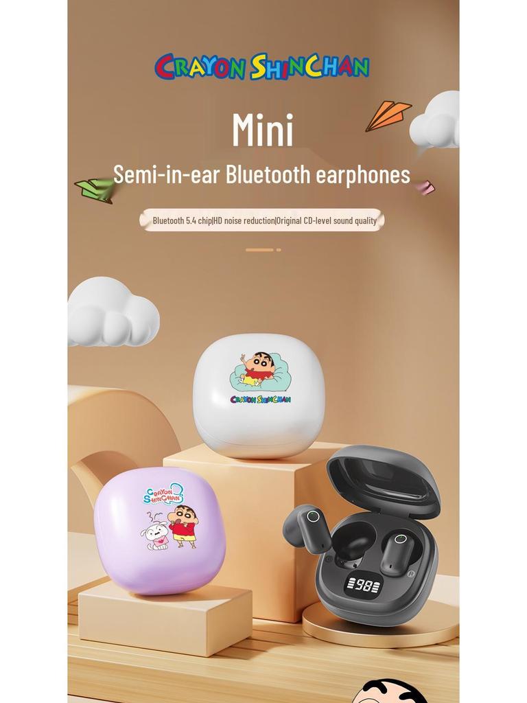 Crayon Shin-chan T08 Wireless Bluetooth Earphones - Small, Portable, and Cute Unisex Design
