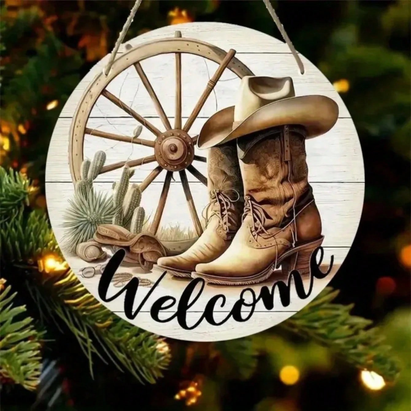 

Western Cowboy Hat Boots Metal Art Wall Decor Rustic Sign Country Home 20x20 різнокольоровий