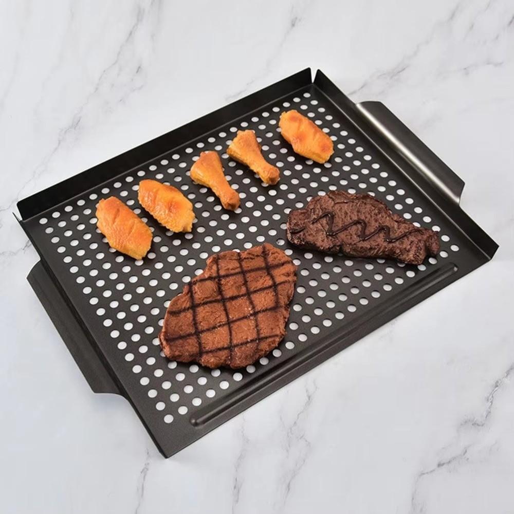 Large Capacity Barbecue Grill Pan Non-Stick Coated Grill Basket Grill Tool Grill Tray  Home Cooking