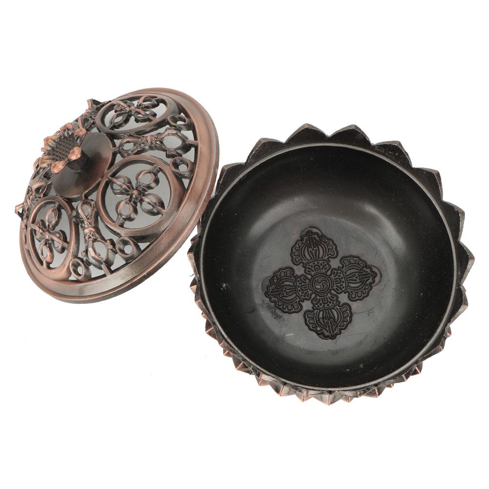 Alloy Craving   Incense Burning Flower Base Buddhist Supplies Home Decoration(Bronze)