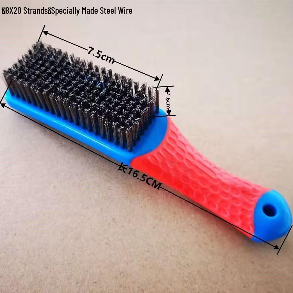 

Wengwan Multi-Colored Silicone Handle Wire Brush (Blue & Yellow) Blue Handle Steel Wire