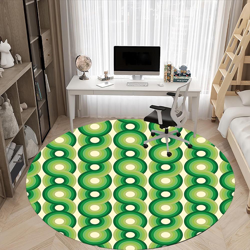 1pc Green Circles Pattern Chair Carpet for Office - Durable, Ideal for Chair Mats, Stylish & Functional Decorative Rug yy260203049