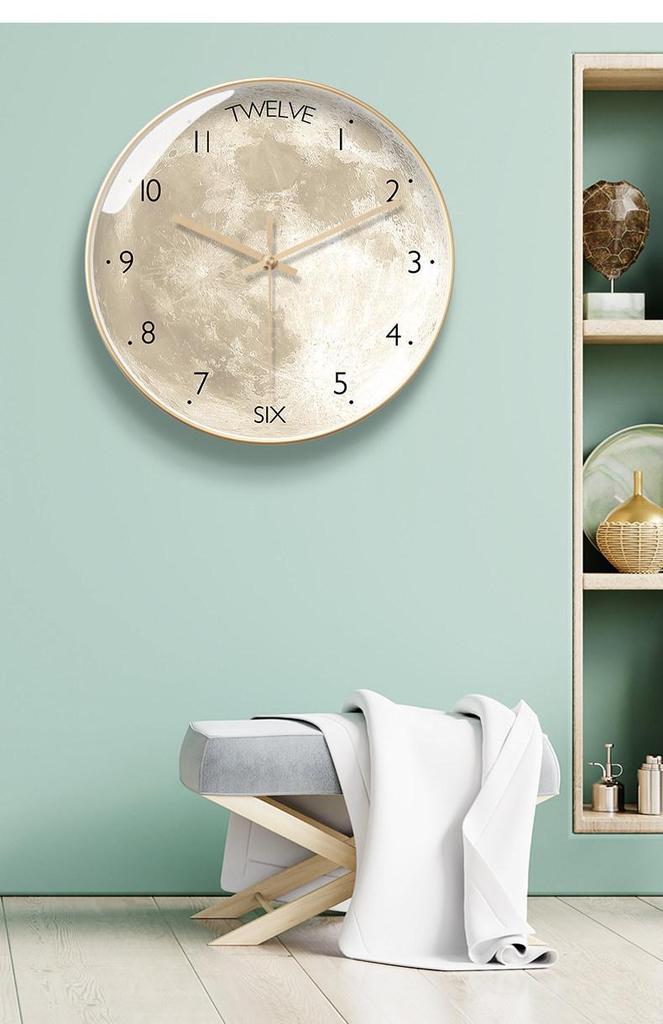 Moonstone Quartz Wall Clock - Silent, Artistic Design with Automatic Time Sync for Living Room