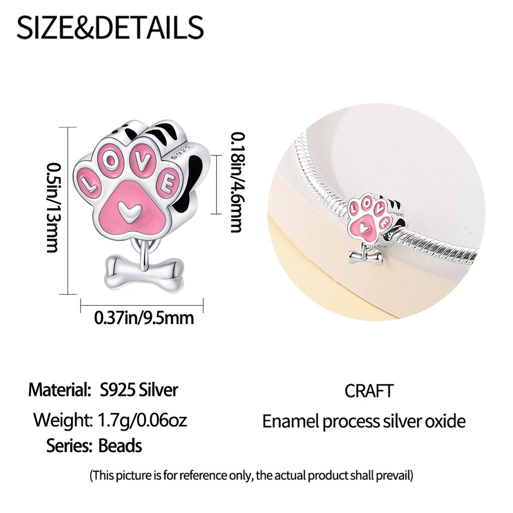 Original Copper Charms Luxury Pink Claw Bones Beads Fit Bracelet Diy Women Making Delicate Gift Jewelry