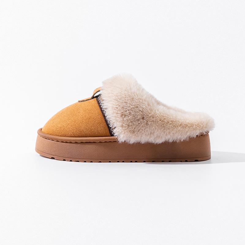 Thickened plush cotton slippers medium help winter bag and indoor home thermal cotton shoes winter
