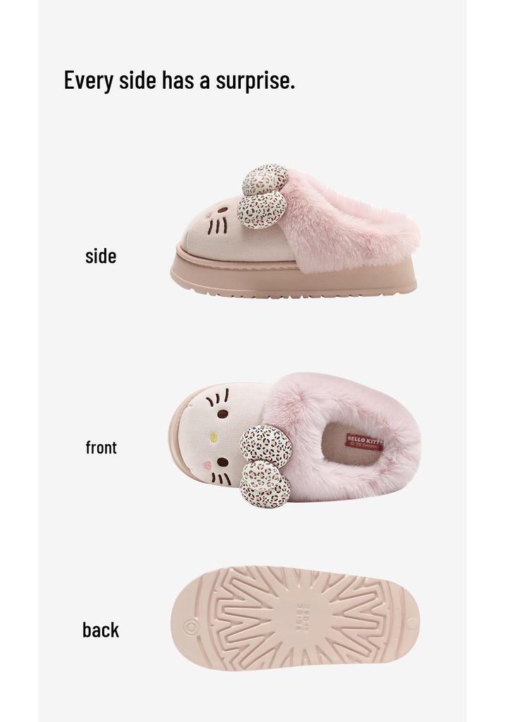 Women's Winter Bow Cat Plush Home Slippers