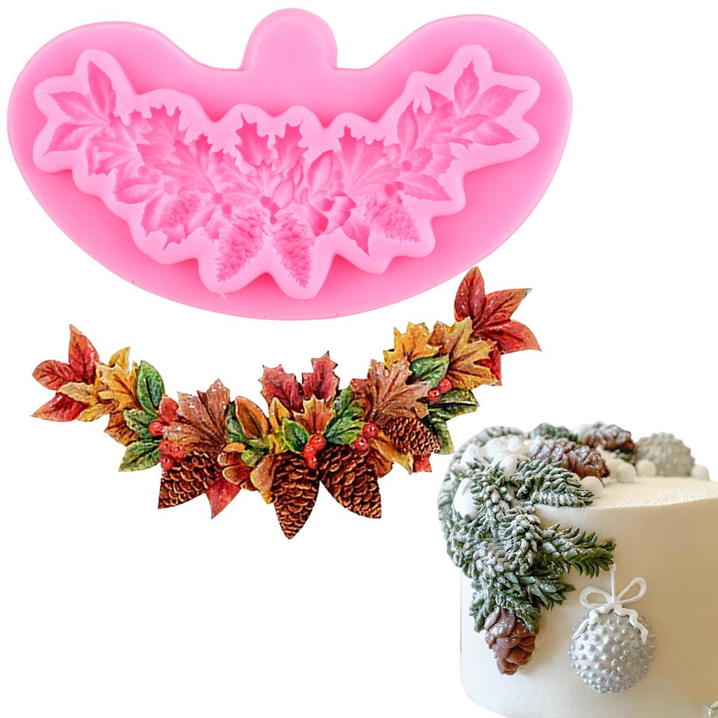 Christmas Silicone Moulds Christmas Pinecone Chocolate Baking Moulds For Cake Decoration Cupcake Topper Candy Chocolate Gum Paste Polymer Clay Mould