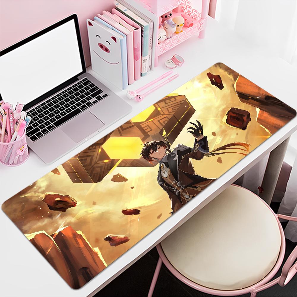 Zhongli Genshin Impact Mauspads Benutzerdefinierte Skins Cartoon Anime Gaming Mauspads Tastatur Mauspads Schreibtischmatten Zubehör Mädchen Schlafzimmer